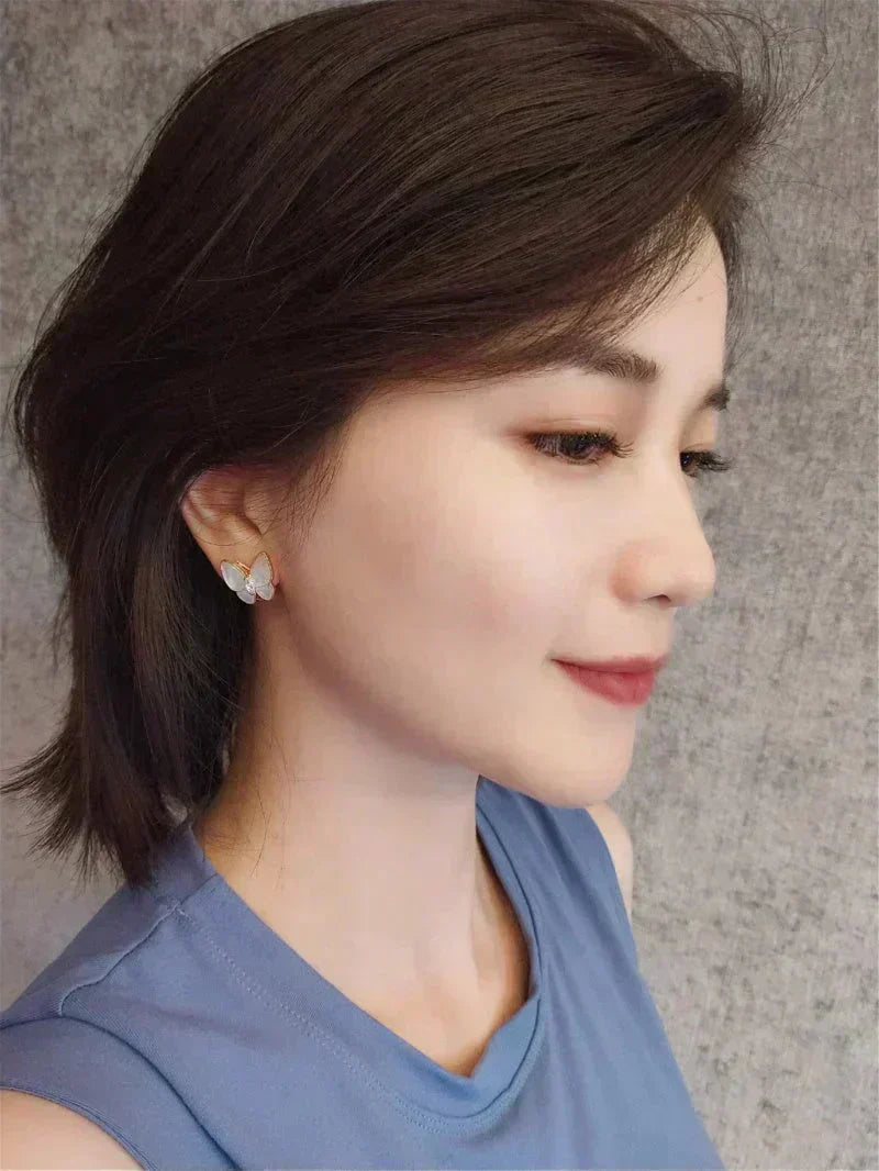 VCA BUTTERFLY MOP DIAMOND EARRINGS