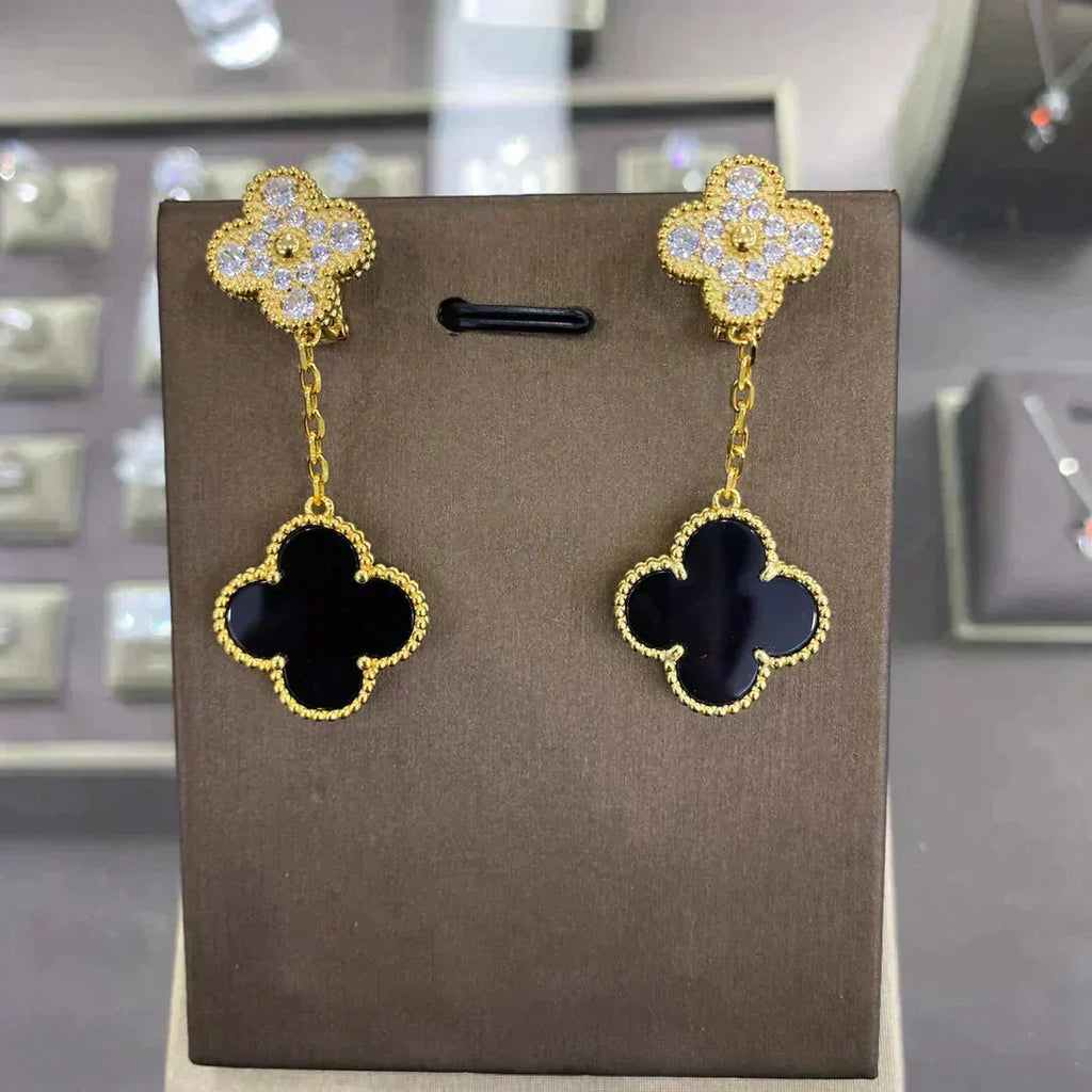 VCA CLOVER 2 MOTIFS DIAMOND EARRINGS (MULTIPLE CHOICES莽麓
