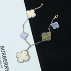VCA CLOVER BRACELET 5 MOTIFS MOP CHALCEDONY SILVER