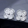 VCA CLOVER 1 MOTIFS DIAMOND STUD EARRINGS SILVER