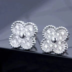 VCA CLOVER 1 MOTIFS DIAMOND STUD EARRINGS SILVER
