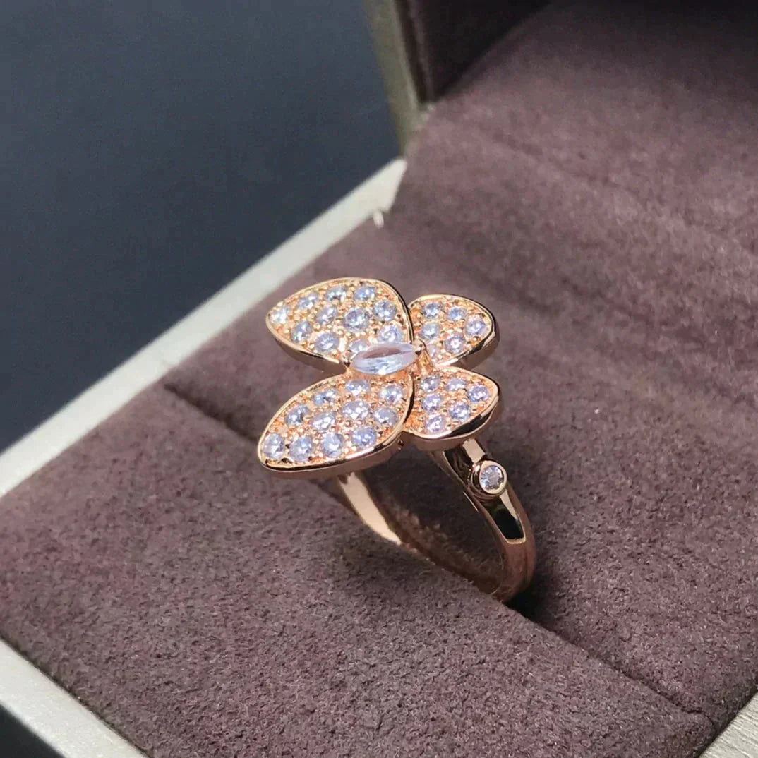 VCA BUTTERFLY PINK GOLD DIAMOND RING