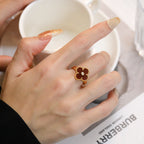 VCA CLOVER CARNELIAN RING ROSE GOLD DIAMOND