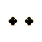 VCA CLOVER MEDIUM 1 MOTIFS ONYX STUD EARRINGS