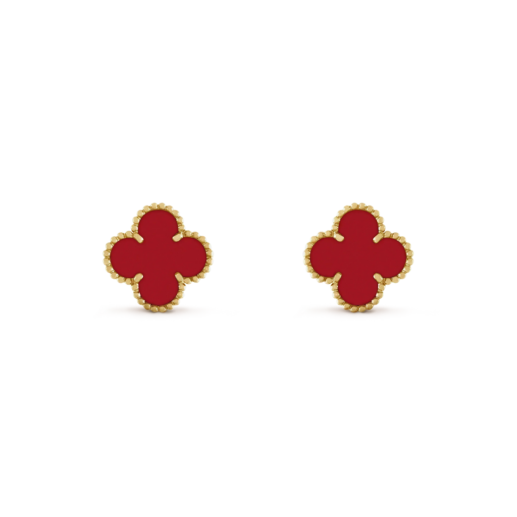 VCA CLOVER MINI 9.5MM CARNELIAN EARRINGS