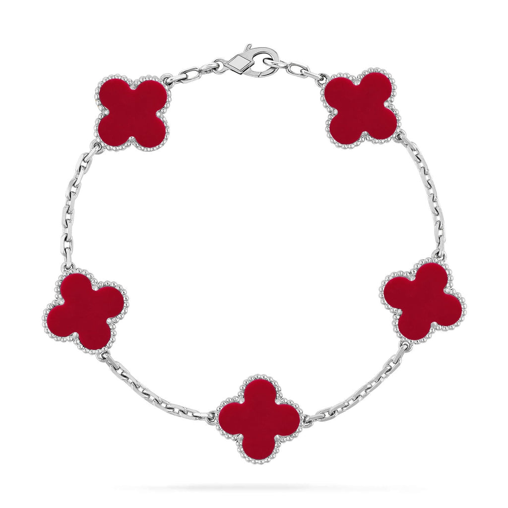 VCA CLOVER 5 MOTIF RED CORNELIAN BRACELET COLLECTION