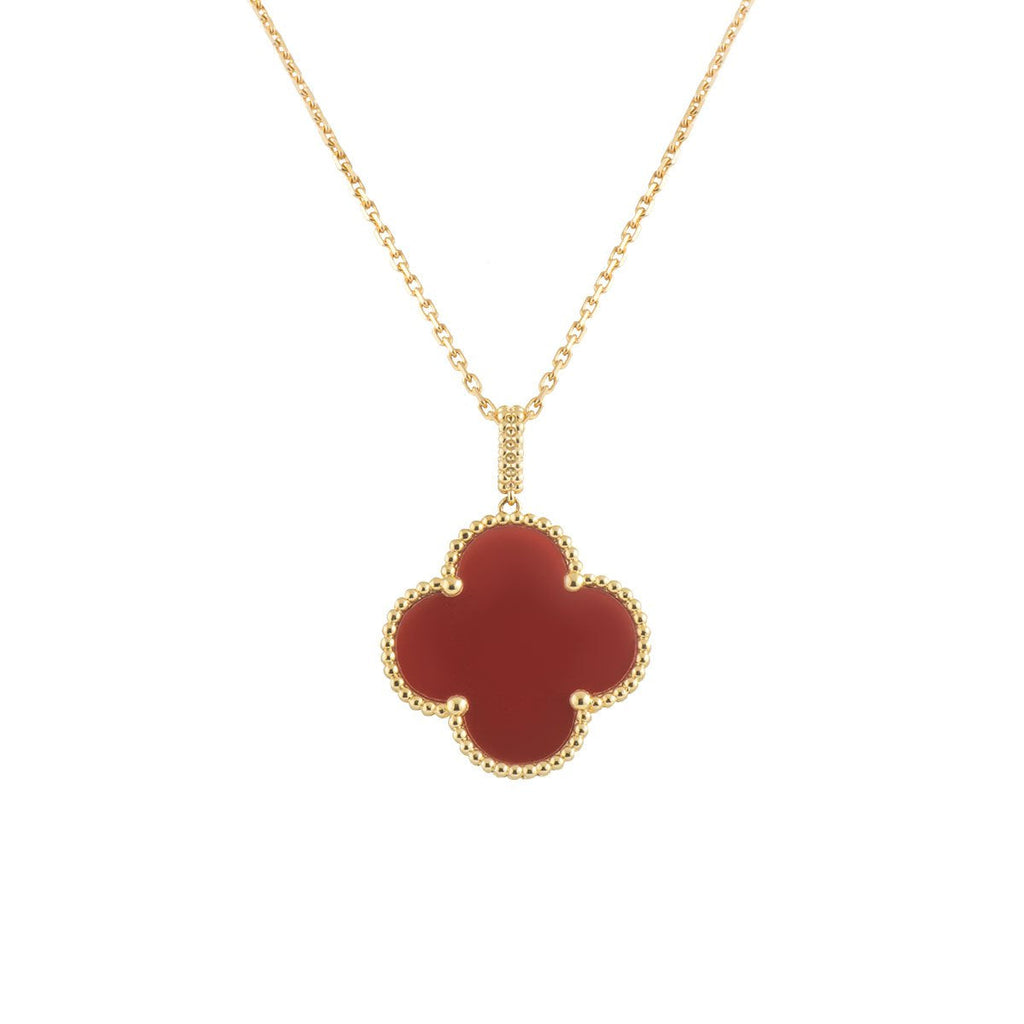 VCA CLOVER 25MM NECKLACE GOLD CARNELIAN