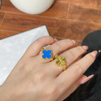 VCA CLOVER RIVERSIBLE BLUE AGATE RING