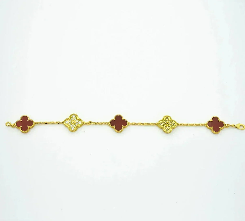 VCA CLOVER 5 MOTIF RED CORNELIAN BRACELET COLLECTION