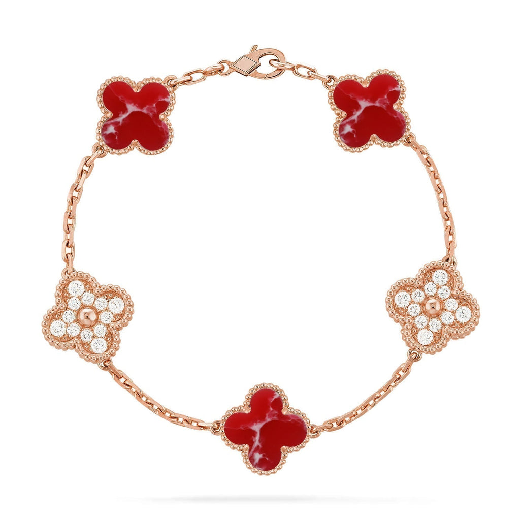 VCA CLOVER 5 MOTIF RED PATTERN BRACELET COLLECTION