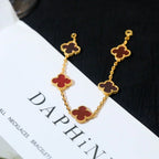 VCA CLOVER 5 MOTIF RED CORNELIAN BRACELET COLLECTION
