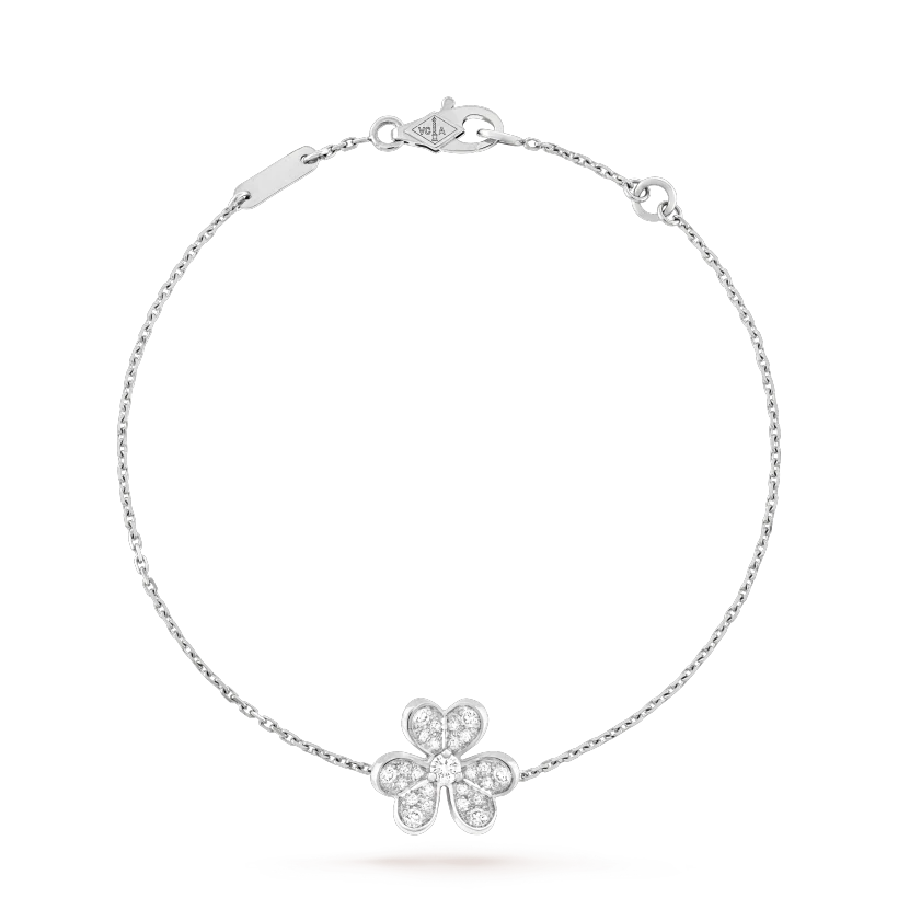 VCA FRIVOLE SILVER FLOWER DIAMOND BRACELET